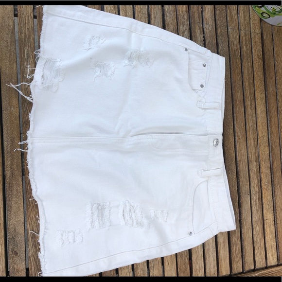 White Jean Skirt - Picture 1 of 2